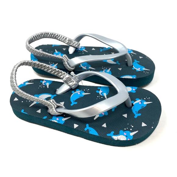 Cat & Jack Kiera Flip Flops Blue Baby Size 5/6 - Picture 1 of 5